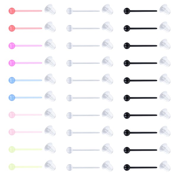 LAURITAMI Clear Earrings Studs Retainers Plastic Pins and Back Rubbers