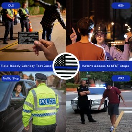 5PCS Black Metal SFST Card Law Enforcement Officers Police Standardized Field Sobriety Test Clues Card, Laser Engraved DWI NHTSA HGN SFST/HGN Instruction
