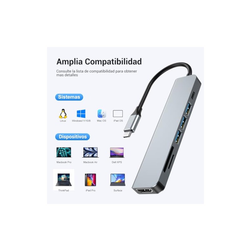 atolla 7 en 1 USB C HUB, para MacBook ProAirNeoDELLDispositivos