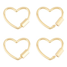 UNICRAFTALE - 4 mosquetones de metal con cierre de corazón dorado, chapado en oro de 18 quilates, llavero de metal con núcleo hueco de 21,5 mm de largo, para hacer joyas, accesorios de bolso