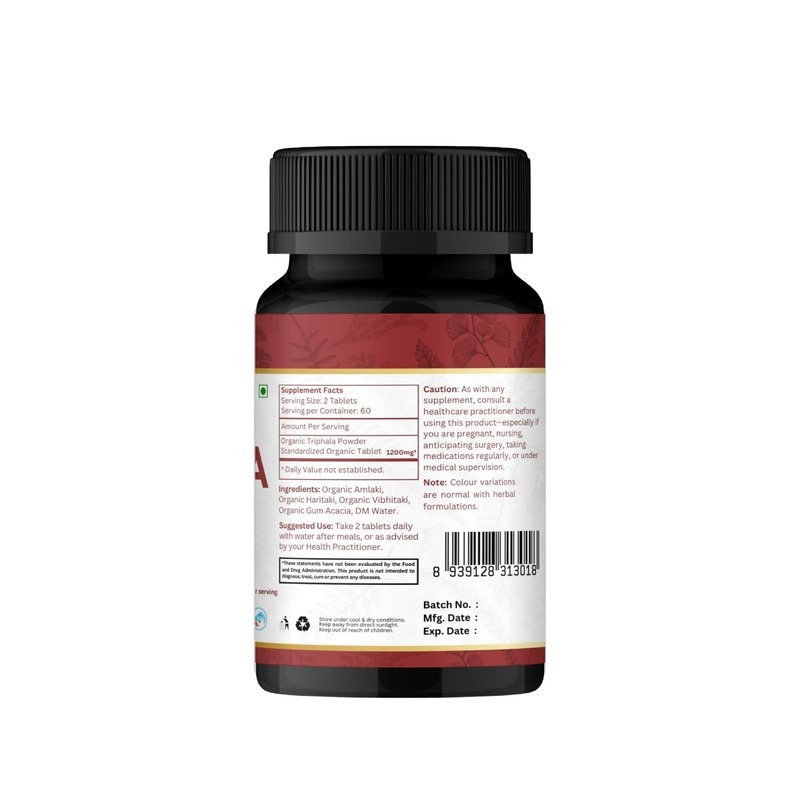 Organic Spree Triphala 120 Tablets | Amla, Haritaki & Bibhitaki