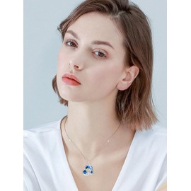 TOUPOP Highland Cow Gifts 925 Sterling Silver Heart Cow Pendant Necklaces with Blue Crystal Highland Cow Jewellery Gifts for Women Her Daughter Cow Lovers Birthday Graduation Gifts