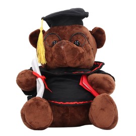 Little Bear Plush Doll with Gown Cap Diploma Bear Stuffed Doll Toy Stuffed Animal Plush Toy for Graduation Gifts Dark Brown