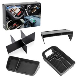 x xotic tech Center Console Organizer Tray+Armrest Insert Secondary Storage Box w/White Anti-dust Mats+Armrest Box Bottom Divider+Dashboard Hidden Screen Holder Compatible with Toyota RAV4 2019-2025