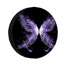 MIYASANG Abstract Butterfly Spare Tire Cover Purple Glamour Wings Shiny Light Weatherproof Universal Wheel Protectors Camper Tire Covers for Trailer Rv Travel(17 inch)