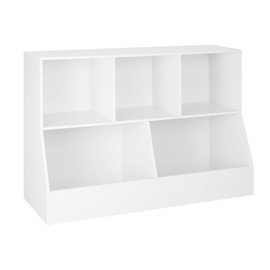 DINZI LVJ Toy Storage Organizer, Kids Bookshelf, Wood Toy Storage Cabinet, 5 Cubby Children Bookcase, 43.3" L Toddler Book Shelf for Playroom, Living Room, Nursery, Hallway, School, White