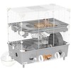 PawHut 2-Tier Hamster Cage, Small Animal Cage with Running Wheel,