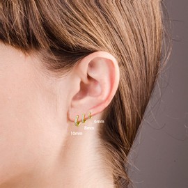 925 Sterling Silver Small Hoop Earrings Cubic Zirconia Huggie Hoop Earrings,3 Pairs 14K Gold Plated Cartilage Piercing Earrings Ear Cuff Tiny Hoop Earrings for Women Men 6mm 8mm 10mm