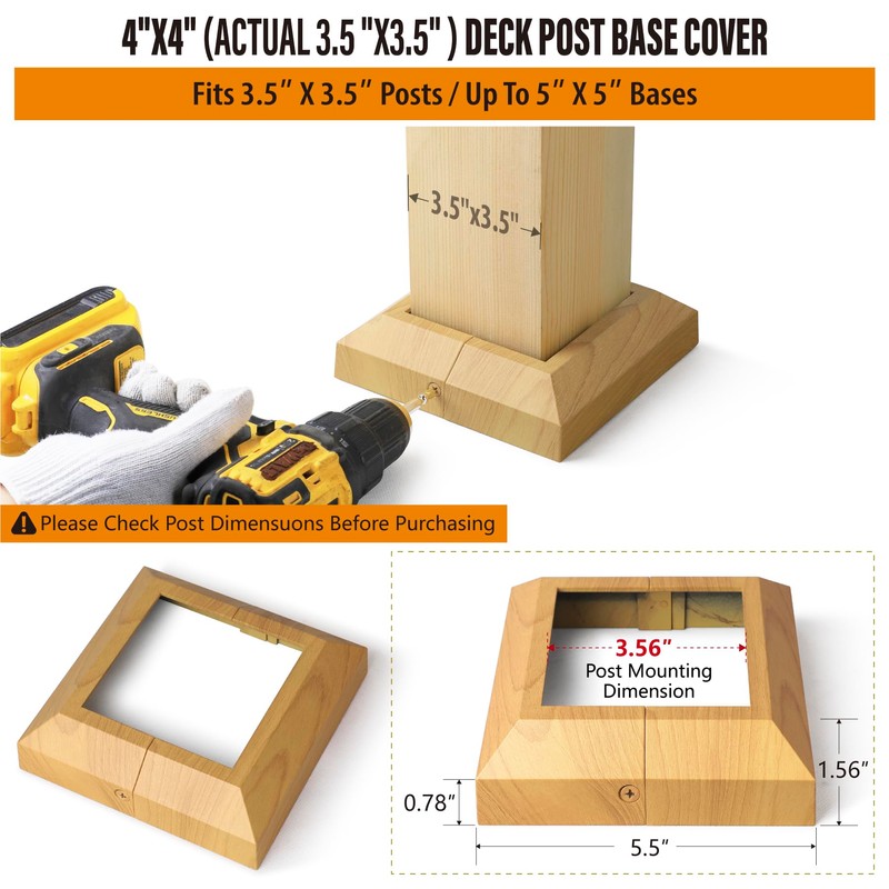 Wocepu 12 pcs 4"x4" (Actual: 3.5"x3.5") Aluminum Deck Post Base