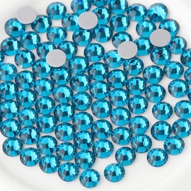 Beadsland 2880pcs Flat Back Crystal Rhinestones Round Gems for Nail Art and Craft Glue Fix,Indicolite,SS3,1.2-1.4mm