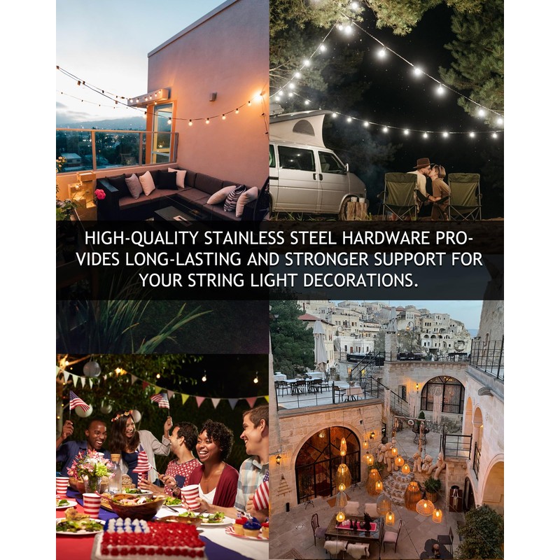 DEFUNX String Light Hanging Kit Outdoor 164 Ft Vinyl Coated