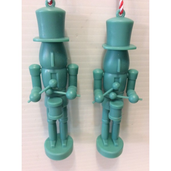 Unbranded NEW Christmas Drummer Nutcracker Ornament (2) Turquoise Plastic 5”
