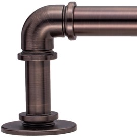 WORLD RODS Industrial Curtain Rods 18 to 120 in,Wrap Around Rods, Adjustable Curtain Pole,1 in Diameter Pipe Wall or Ceiling Mounted,for Living Room(Brushed Crimson Black18” to 120”)