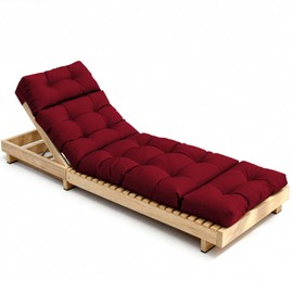 STAYDEN Outdoor Lounge Chair Cushions, Chaise Lounge Chair Cushions Replacement for Patio Furniture with Ties Waterproof Fabric Pool Chasie Cushion 74.4 x 22 x 4.7 Inches (WineRed)