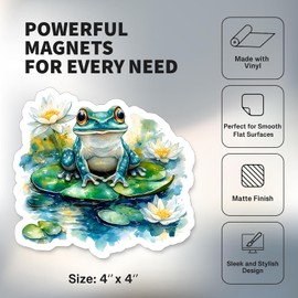 Frog Magnet 4 inch 2 Pack Vinyl for Fun Cute Souvenir Gift Refrigerator Fridge Dishwasher ID44999