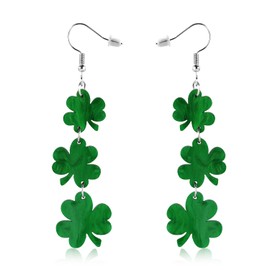 Mikovivi St Patricks Day Earrings, Glitter Shamrock Dangle Earrings Green Drop Earrings for Women Good Luck St. Patrick's Day Water Ripple Jewelry Accessories for Irish Festival Gift Party Decoration