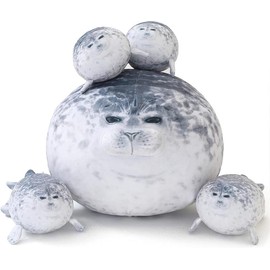 Cuddly Seal Plush Pillow with 4 Baby Seal Plushies In Her Tummy, Soft Hugging Stuffed Toy for anxity,Fun Seal Gift For Kids ,Outdoorfun cozyvibes:_Seal_50cm/19.7inch