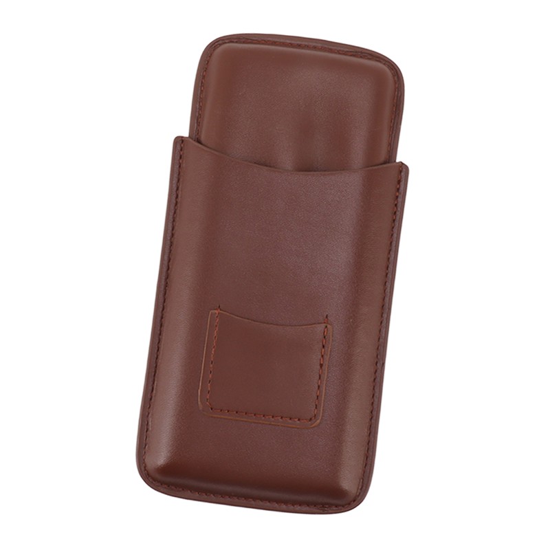 Leather Cigar Case Portable 3 Finger Cigar Humidor Carrying Case