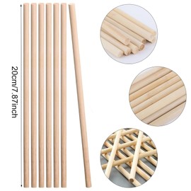 Round Wooden Sticks, 200 Pieces of Unfinished Circular Wooden Crafts, Suitable for Craft Building Models, Garden Supplies, Handmade and DIY Projects