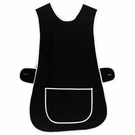 BILMASEE,s LADIES UNIVERSAL THICK COTTON BLEND TABARD APRON,BLACK, SIDE BUTTON, (XXLARGE XXOS, 24-26)