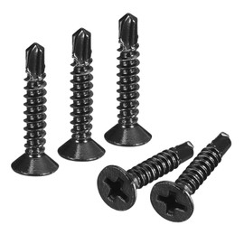 QUARKZMAN #6 x 3/4 Inch Drilling Screws Countersunk Head Pack of 120 Self-Tapping Screws 410 Stainless Steel Screws Flat Head Phillips Drive Self Drilling Screws Black Oxide
