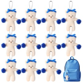 Nosiny 12 Pcs Cheerleader Gifts Mini Plush Stuffed Bears Keychain Small Plush Bears Keychain Bulk for Cheer Cheerleading Sports Accessory