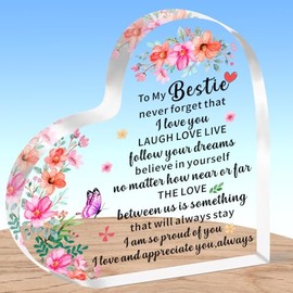 AMZQ Bestie Gifts Bestie Heart Shaped Plaque Present Bestie Christmas Birthday Gifts Keepsake