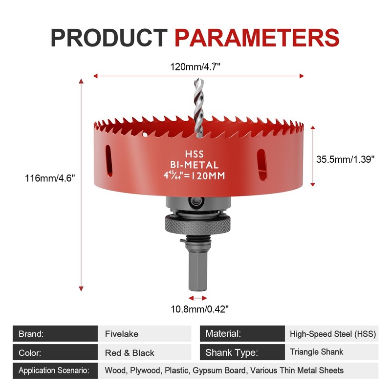4-45/64 Inch M42 HSS Hole Saw - 120mm Bi-Metal Hole