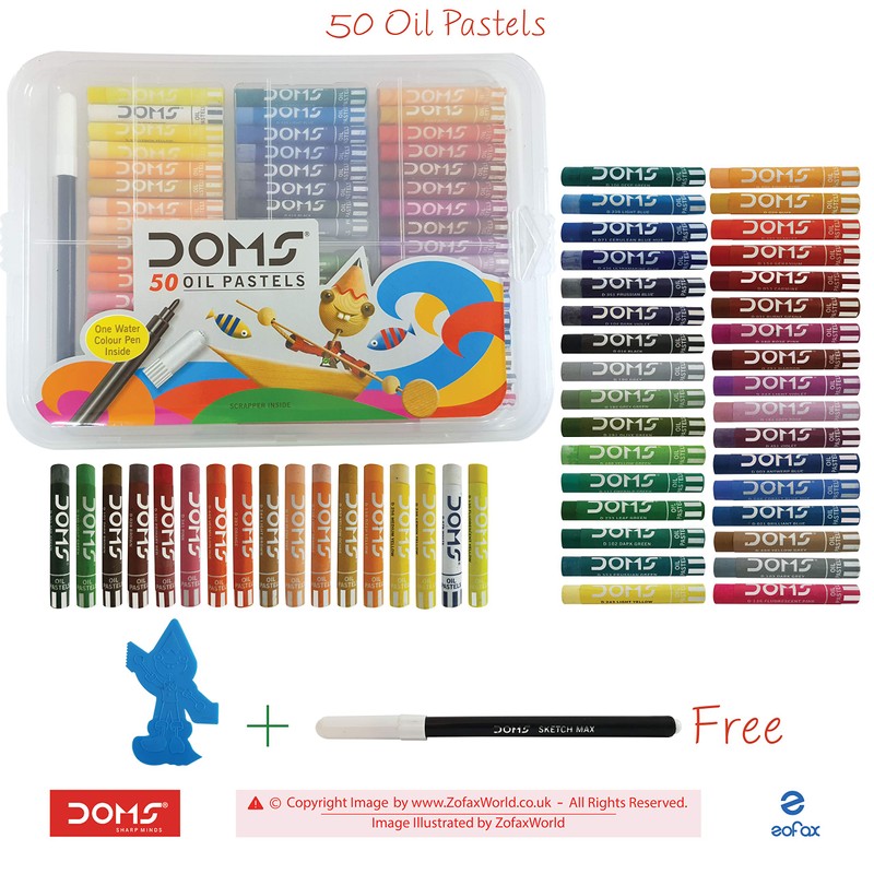 Doms 50 Assorted Colour Shades Oil Pastels - Rich Bright