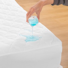 Chlophy Waterproof Mattress Protector King Quilted Mattress Pad Ultra Soft Breathable Noiseless Washable Bed Mattress Cover with Deep Pocket Up to 18 Inches, White