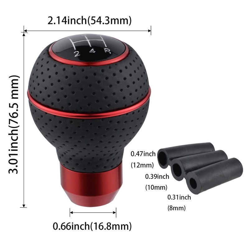 Padaodao 5 Speed Gear Shifter Handle Leather Shift Knob Round