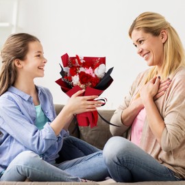 Forever Roses Bouquet for Delivery Prime, Forever Flower Bouquet, Handcrafted with Preserved Flowers Gift That Last 1-3 Years, Gifts for Mom Grandma Wife Women Anniversary Birthday Gifts (red)