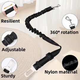 Hundegurt fürs Auto,2 Stück Anschnallgurt Hund Auto,Einstellbar Hundegurt mit Clip Haken-Verschluss & Schnalle,mit Halsband,Geeignet für die Meisten Haustiere,Schwarz