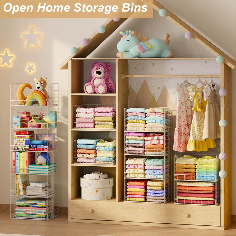 Huxitocan 6-Tier Stackable Closet Organizers and Storage Basket - Foldable