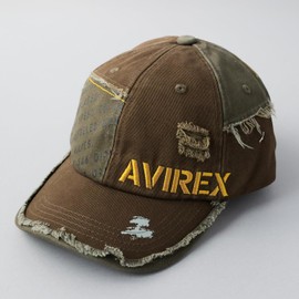 Avilex Ripped Remake Low Cap, 6 Panels, Full Cap, Baseball Cap, Cotton Cap, Hat, Cap, Men's, Black, All Seasons, Deep, Spring, Summer, (01) khaki