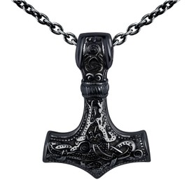 feilok Men's Necklace Thor's Hammer Nordic Mjolnir Axe Pendant Necklace Spear Point Arrowhead Necklace for Men Amulet Talisman Necklaces, Stainless Steel