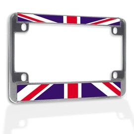 Metal Insert Bike License Plate Frame British Flag Divided Weatherproof Motorcycle Accessories Chrome 4 Holes Solid Insert