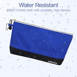 LeMotech Zipper Tool Bag, Stand-Up Tool Pouch with Carabiners,Utility Bag,Water Resistant Storage Bag,Multi-Size Blue/Orange/Grey/Yellow 4 Pack