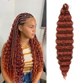 Ainimiu Ocean Wave Crochet Hair 22 Inch 5 Packs Deep Wave Curly Braiding Hair Extensions Synthetic Curly Crochet Hair For Black Women