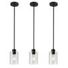 KLSS Black Pendant Lights Kitchen Island - Clear Glass Pendant