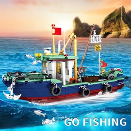 MEOA Fishing Boat Building Blocks Toys 582pcs Marine Theme City Ship Model Kits Fishing Ships Building Set for Boys Ideal Gifts for Adults