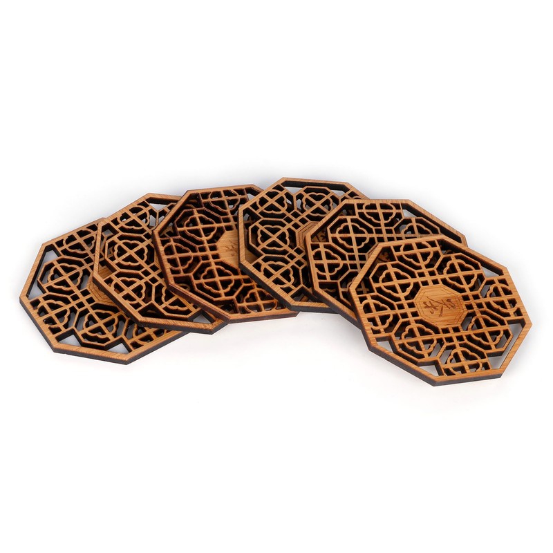 6PCS Bamboo Coaster Teacup Mat AntiScald Heat Insulation Pad Tea