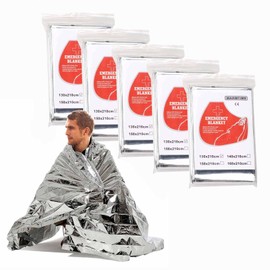 ALLVD Aluminum Sheet Aluminum Blanket, Large, Simple Emergency Blanket, Quiet, Lightweight, Survival Blanket, Outdoor Emergency Disaster Preparedness, Thermal Insulation (Set of 5)
