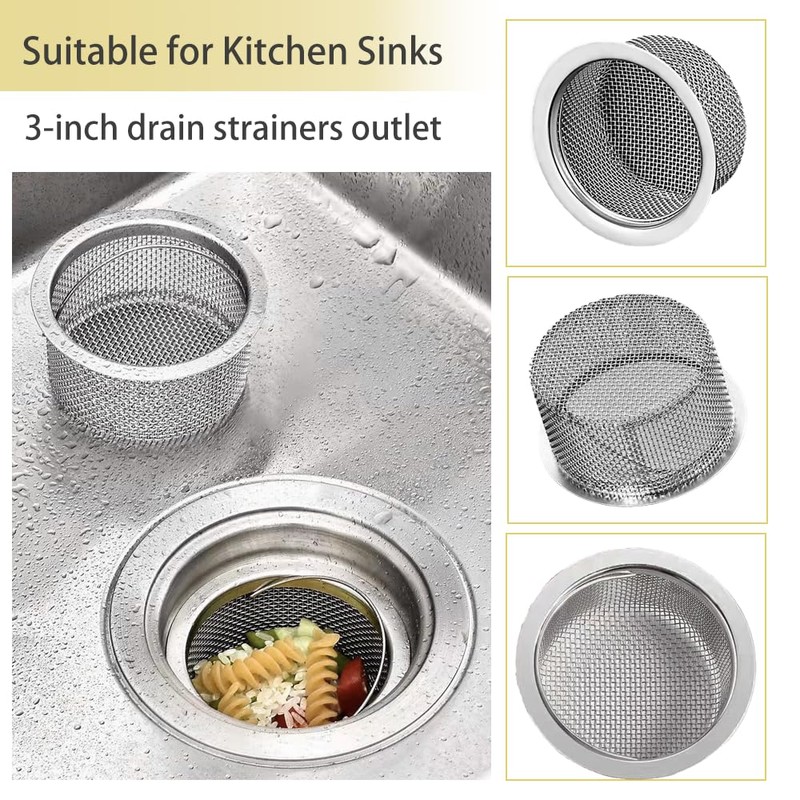 Kitchen Sink Drain Strainer, 3-Pack Fine Mesh,Sink strainers for Kitchen