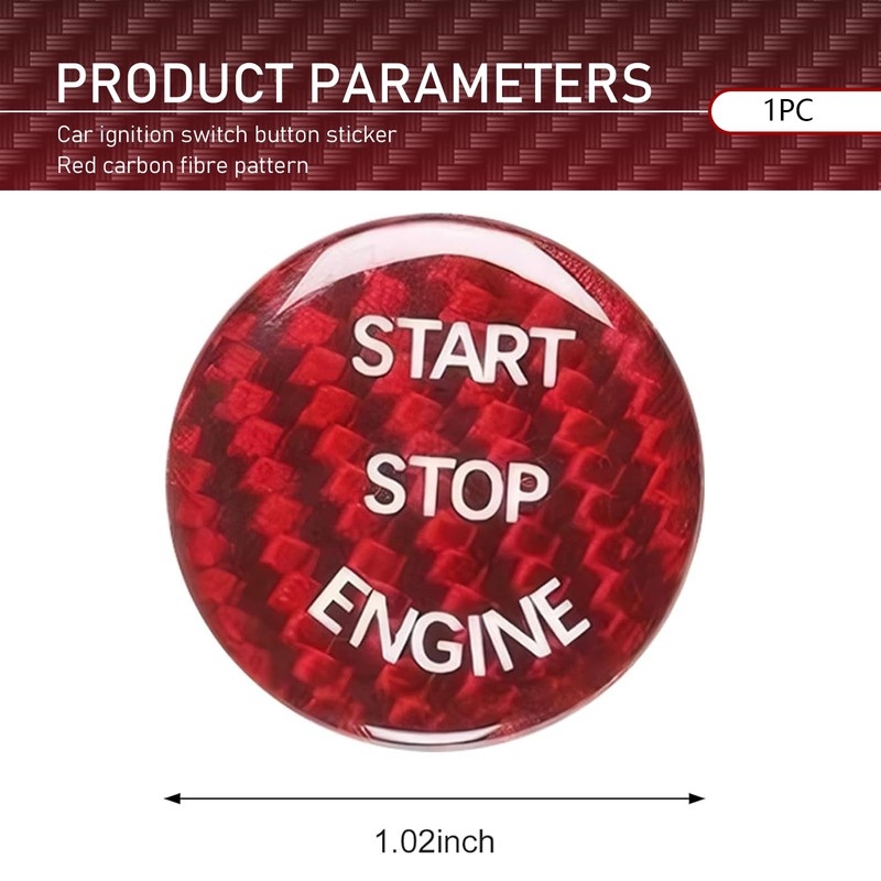 Ferianl Car Push Start Button Cover, Carbon Fiber Engine Start