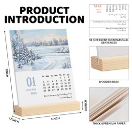 Mini Motivational Desk Calendar 2026-2027 New Year Christmas Gifts for Women Men 18 Month and Year at A Glance Small Inspirational Nature Stand Up Calendar for Home Office Decor January 2026-June 2027