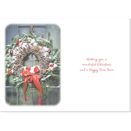 doodlecards Friends Christmas Card Wreath Medium Size Christmas Card for Friends with Plain Envelope