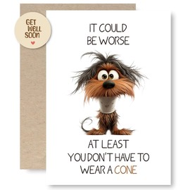 Funny Get Well Card for Women, Get Well Soon Card for Men, Get Better Gifts, Surgery Recovery Gifts, Don't Have to Wear a Cone Cat Style, Greeting Card with Envelope and Sticker