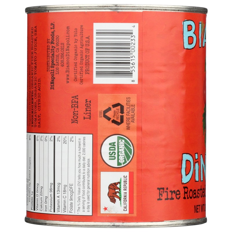 BIANCO DINAPOLI Organic Fire Roasted Chopped Tomatoes, 28 OZ