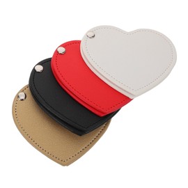 OATIPHO 4pcs Heart Shaped Compact Stainless Steel Mirrors Shatterproof Mini Handheld Travel Makeup Mirrors with PU Sleeve for Purse Makeup Bag Touch Ups